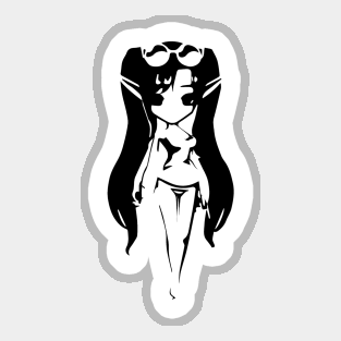 Fairy (beach girl) minimal silhouette white Sticker